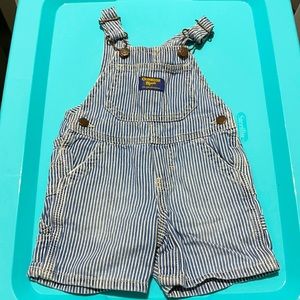 Vintage OshKosh B’gosh denim white striped 9M overalls